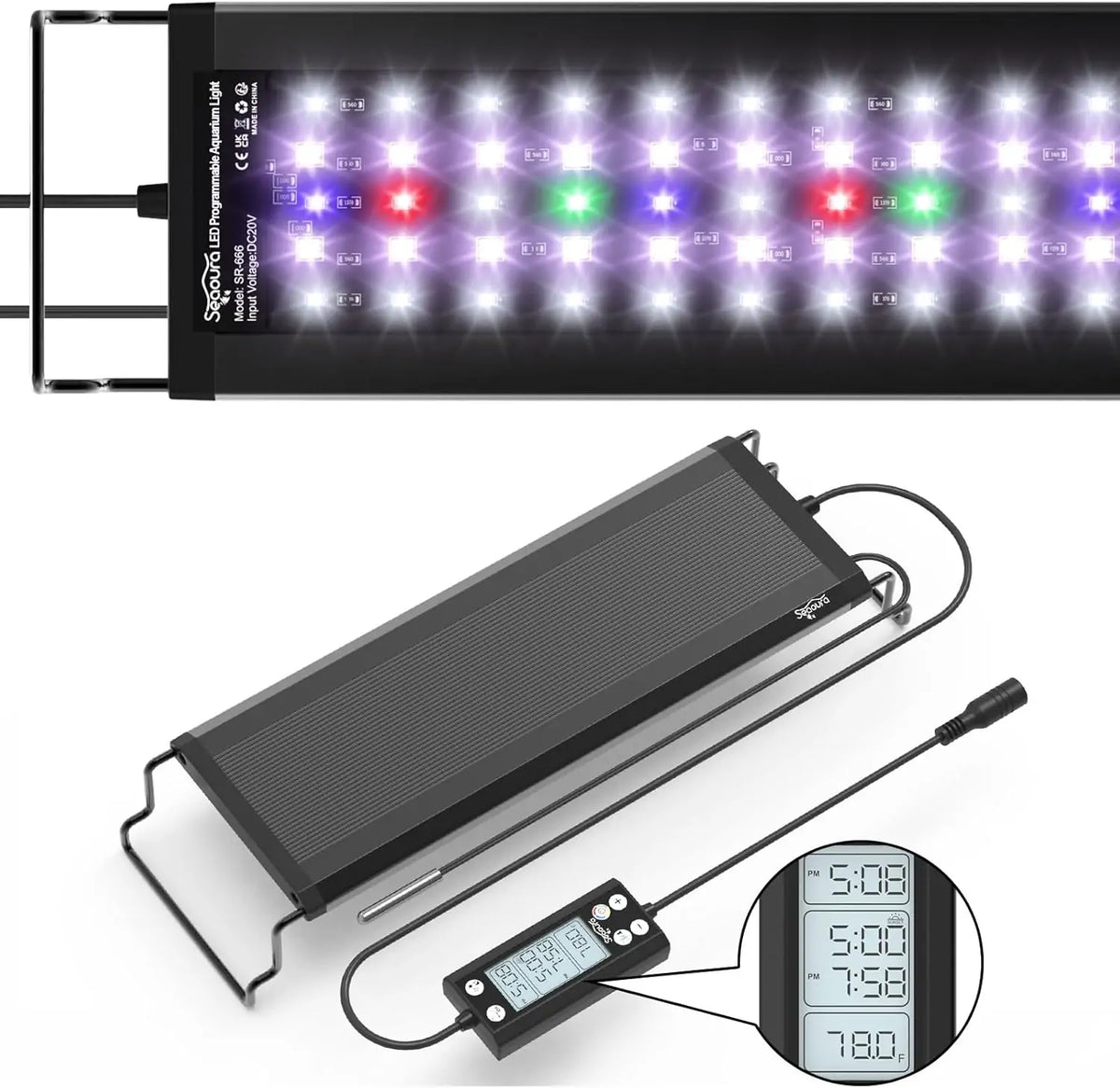 LED Aquarium Light with LCD Monitor
